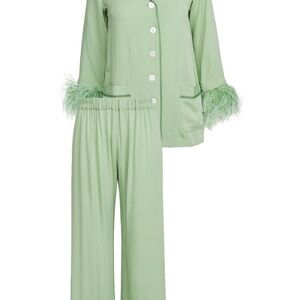 Sleeper Mint Green Feather-Trimmed Set